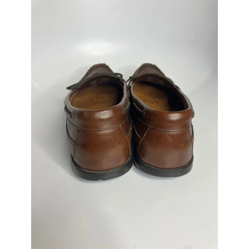 ECCO Boat Shoes Mens 44 Brown Good Leather Loafers Moc Toe Casual Slip On